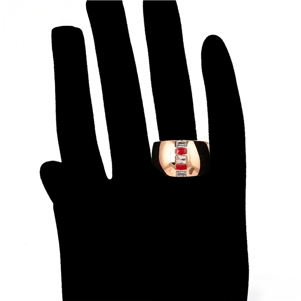 Pozlacená Slitinová Sada s Červeným Emporia® Křišťálem a Bílým Emporia® Křišťálem ( Náušnice+Prsten ) 9 