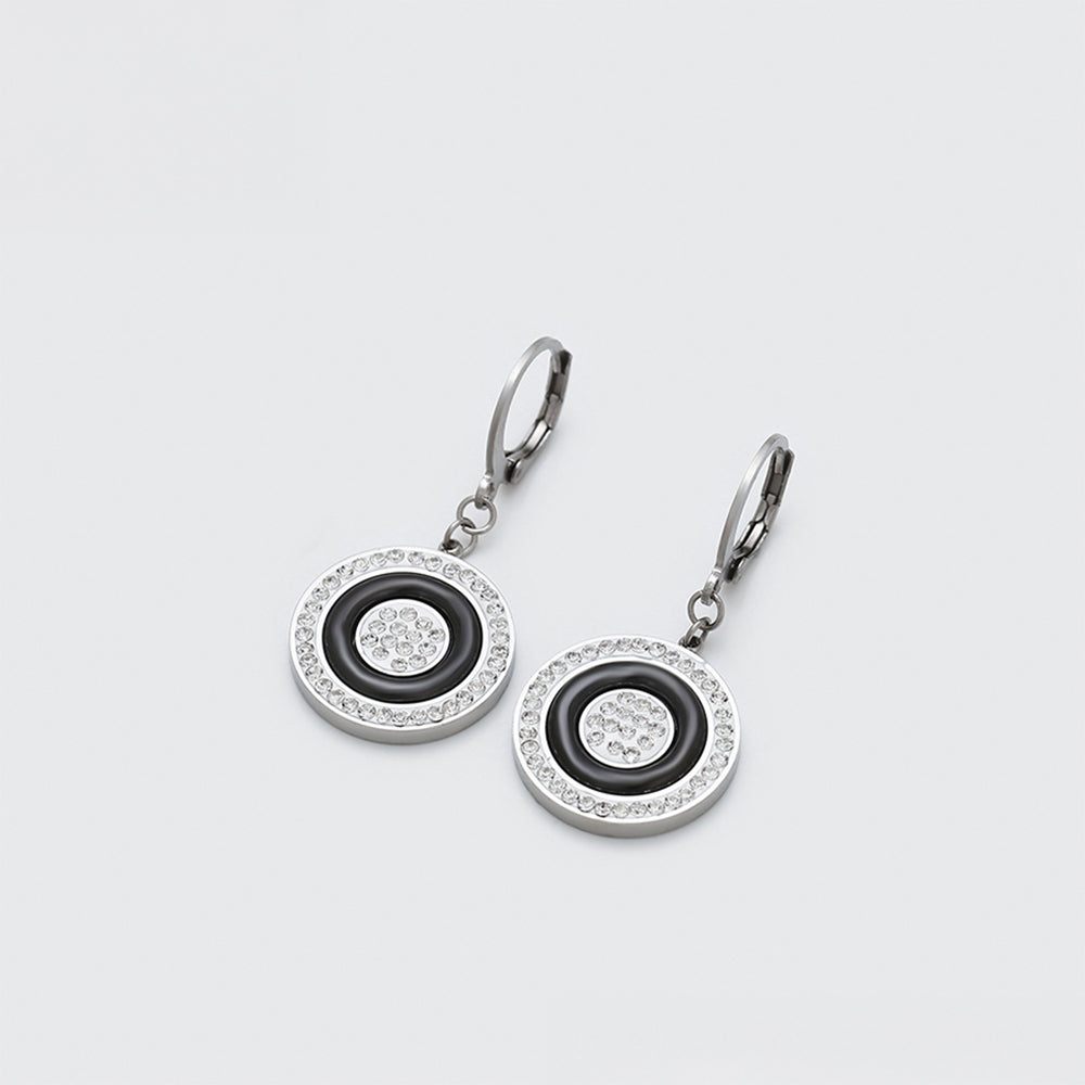 Pozlacené Slitinové Náušnice s Bílým Emporia® Křišťálem a Černým Emporia® Křišťálem 3 