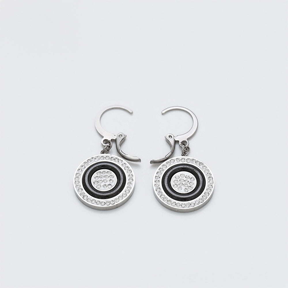 Pozlacené Slitinové Náušnice s Bílým Emporia® Křišťálem a Černým Emporia® Křišťálem 4 