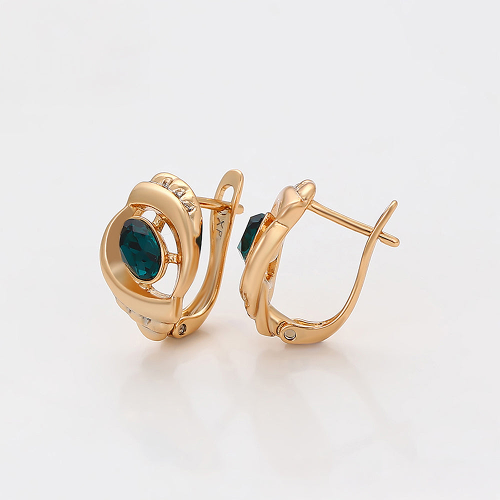 Pozlacené Slitinové Náušnice se Zeleným Emporia® Křišťálem 6 