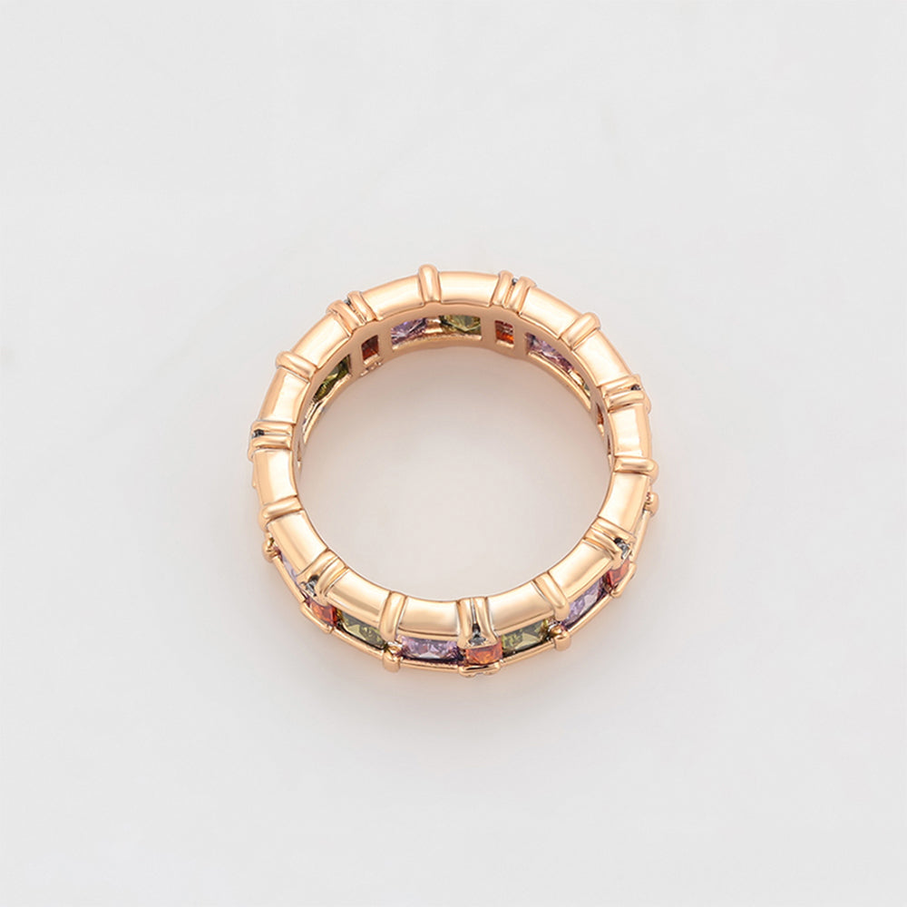 Pozlacený Slitinový Prsten s Fialovým Emporia® Křišťálem a Růžovým Emporia® Křišťálem 7 