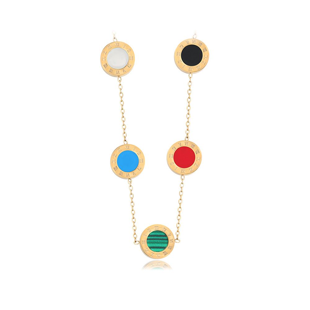 Pozlacený Slitinový Náhrdelník s Červeným Emporia® Křišťálem a Modrým Emporia® Křišťálem 2 