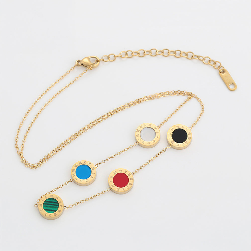 Pozlacený Slitinový Náhrdelník s Červeným Emporia® Křišťálem a Modrým Emporia® Křišťálem