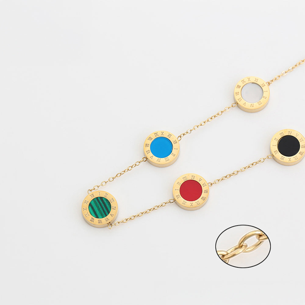 Pozlacený Slitinový Náhrdelník s Červeným Emporia® Křišťálem a Modrým Emporia® Křišťálem