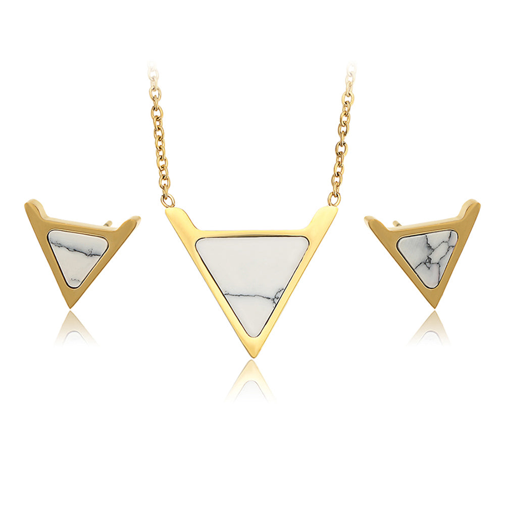 Pozlacená Slitinová Sada s Bílým Emporia® Křišťálem ( Náhrdelník+Náušnice ) 2 