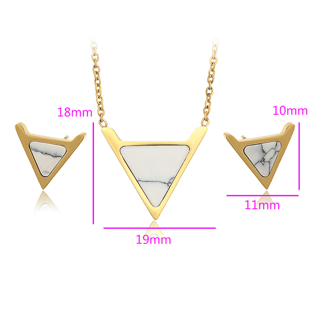 Pozlacená Slitinová Sada s Bílým Emporia® Křišťálem ( Náhrdelník+Náušnice )