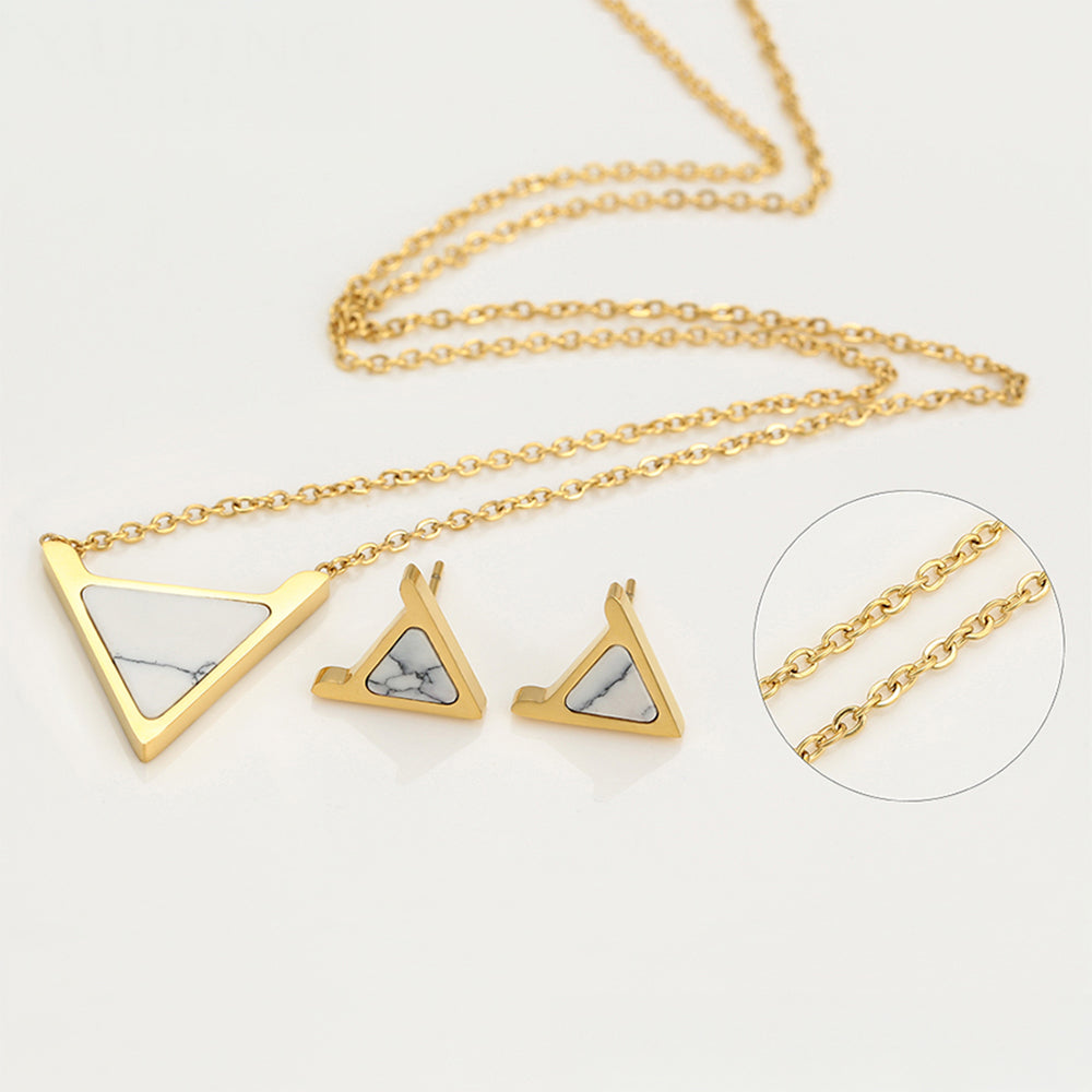 Pozlacená Slitinová Sada s Bílým Emporia® Křišťálem ( Náhrdelník+Náušnice )