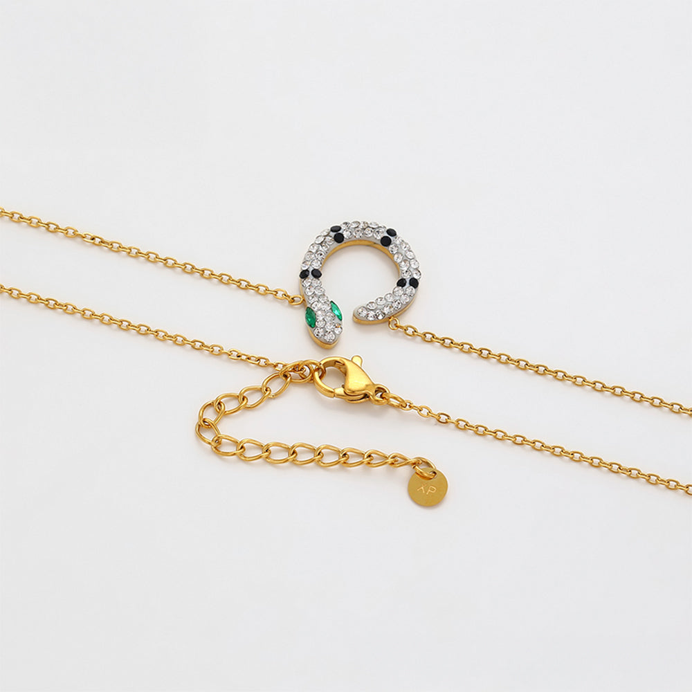 Pozlacená Slitinová Sada se Zeleným Emporia® Křišťálem a Bílým Emporia® Křišťálem ( Náhrdelník+Náušnice ) 6 