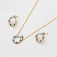 Pozlacená Slitinová Sada se Zeleným Emporia® Křišťálem a Bílým Emporia® Křišťálem ( Náhrdelník+Náušnice )