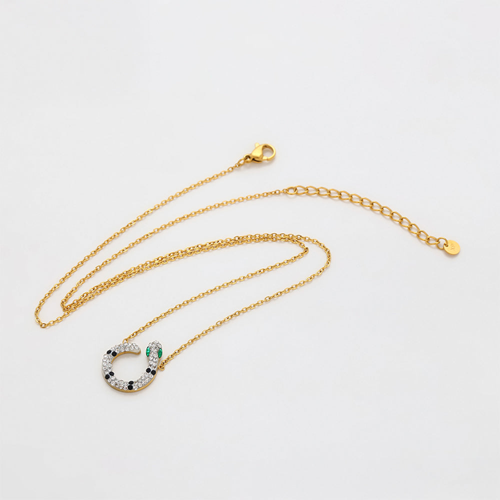 Pozlacená Slitinová Sada se Zeleným Emporia® Křišťálem a Bílým Emporia® Křišťálem ( Náhrdelník+Náušnice ) 7 