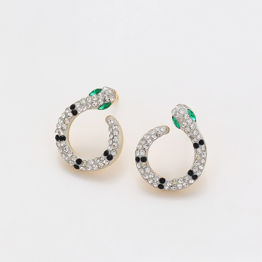 Pozlacená Slitinová Sada se Zeleným Emporia® Křišťálem a Bílým Emporia® Křišťálem ( Náhrdelník+Náušnice ) 8 