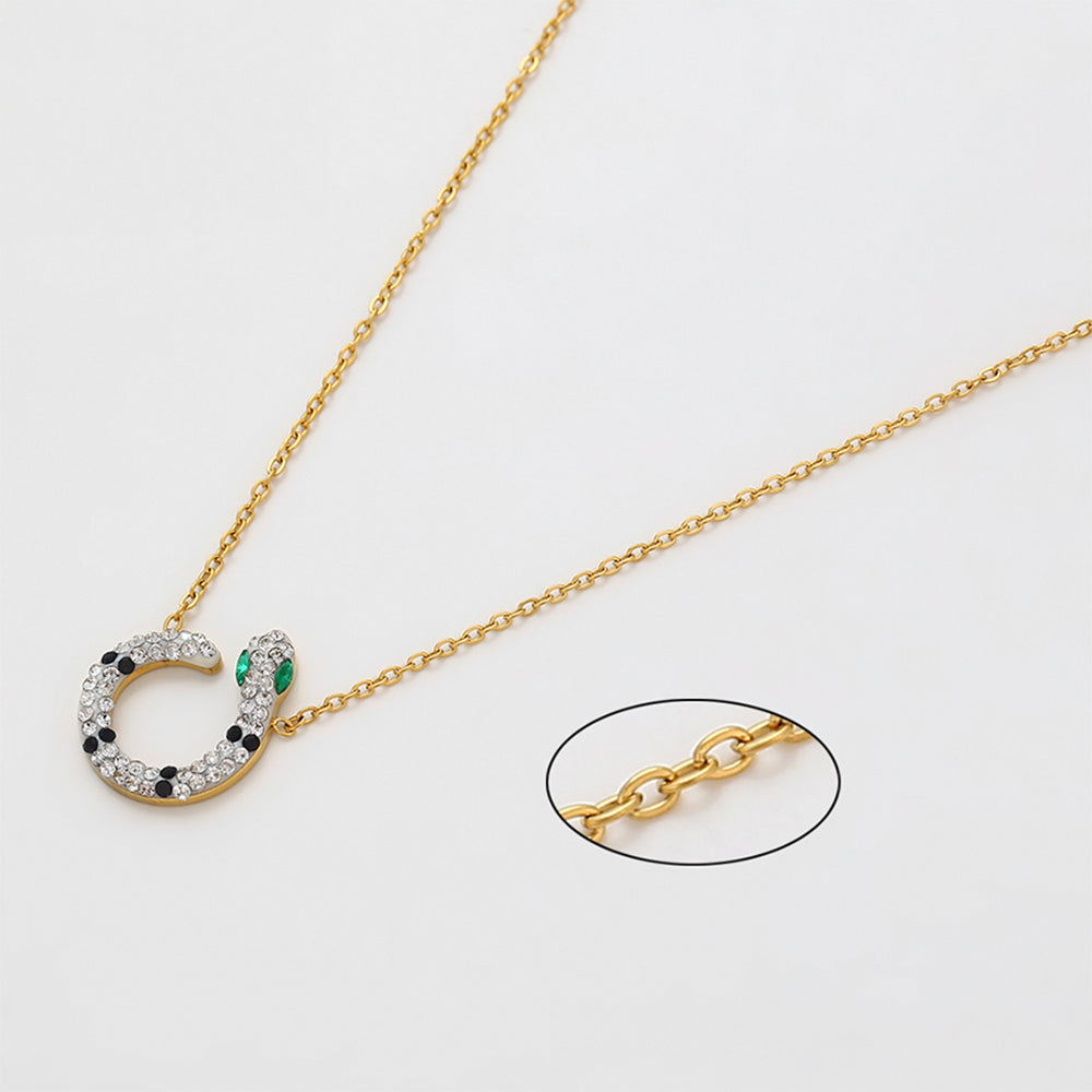 Pozlacená Slitinová Sada se Zeleným Emporia® Křišťálem a Bílým Emporia® Křišťálem ( Náhrdelník+Náušnice ) 9 