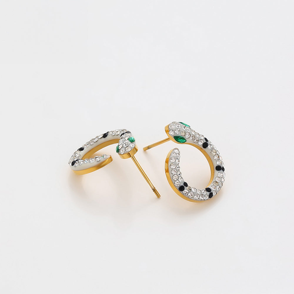 Pozlacená Slitinová Sada se Zeleným Emporia® Křišťálem a Bílým Emporia® Křišťálem ( Náhrdelník+Náušnice ) 10 