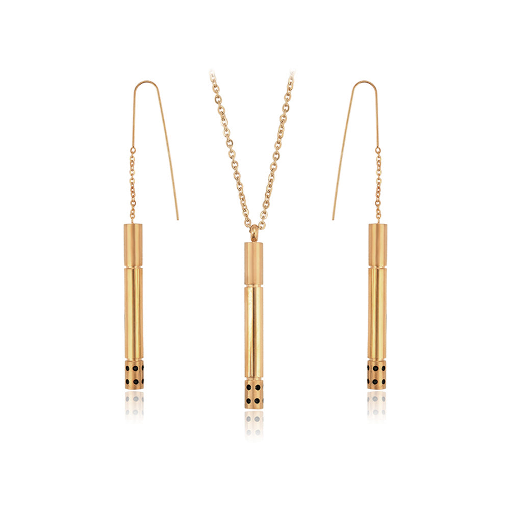 Pozlacená Slitinová Sada s Červeným Emporia® Křišťálem ( Náhrdelník+Náušnice+Přívěsek ) 1 