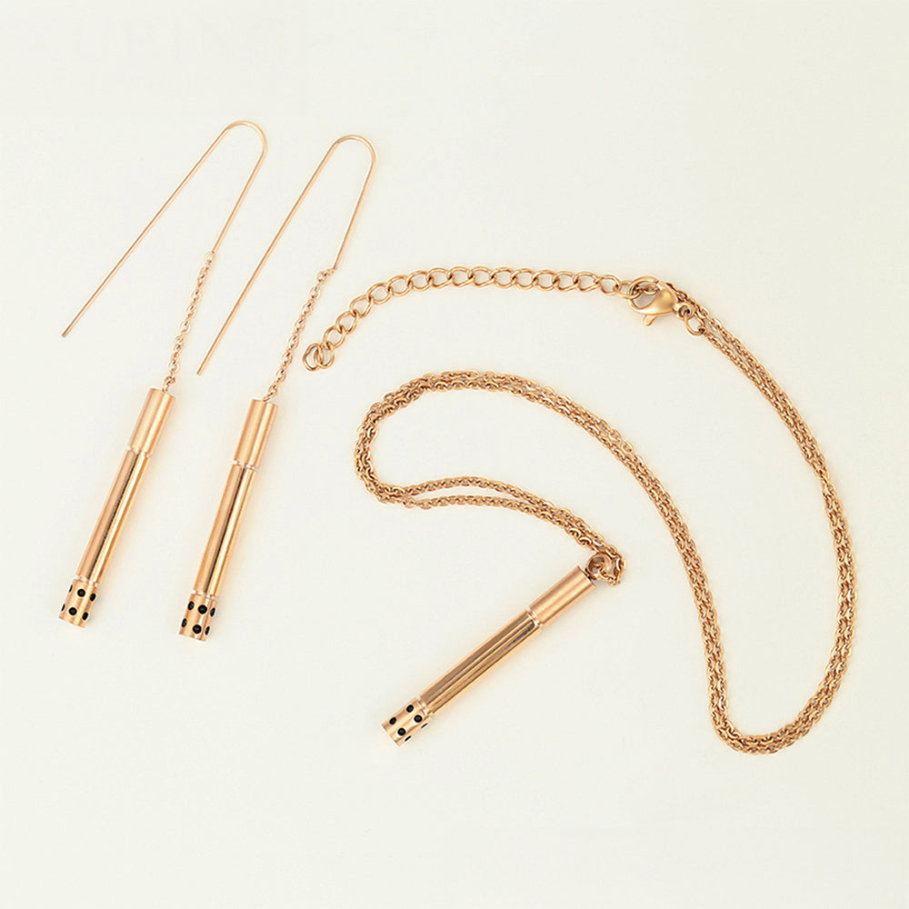 Pozlacená Slitinová Sada s Červeným Emporia® Křišťálem ( Náhrdelník+Náušnice+Přívěsek )