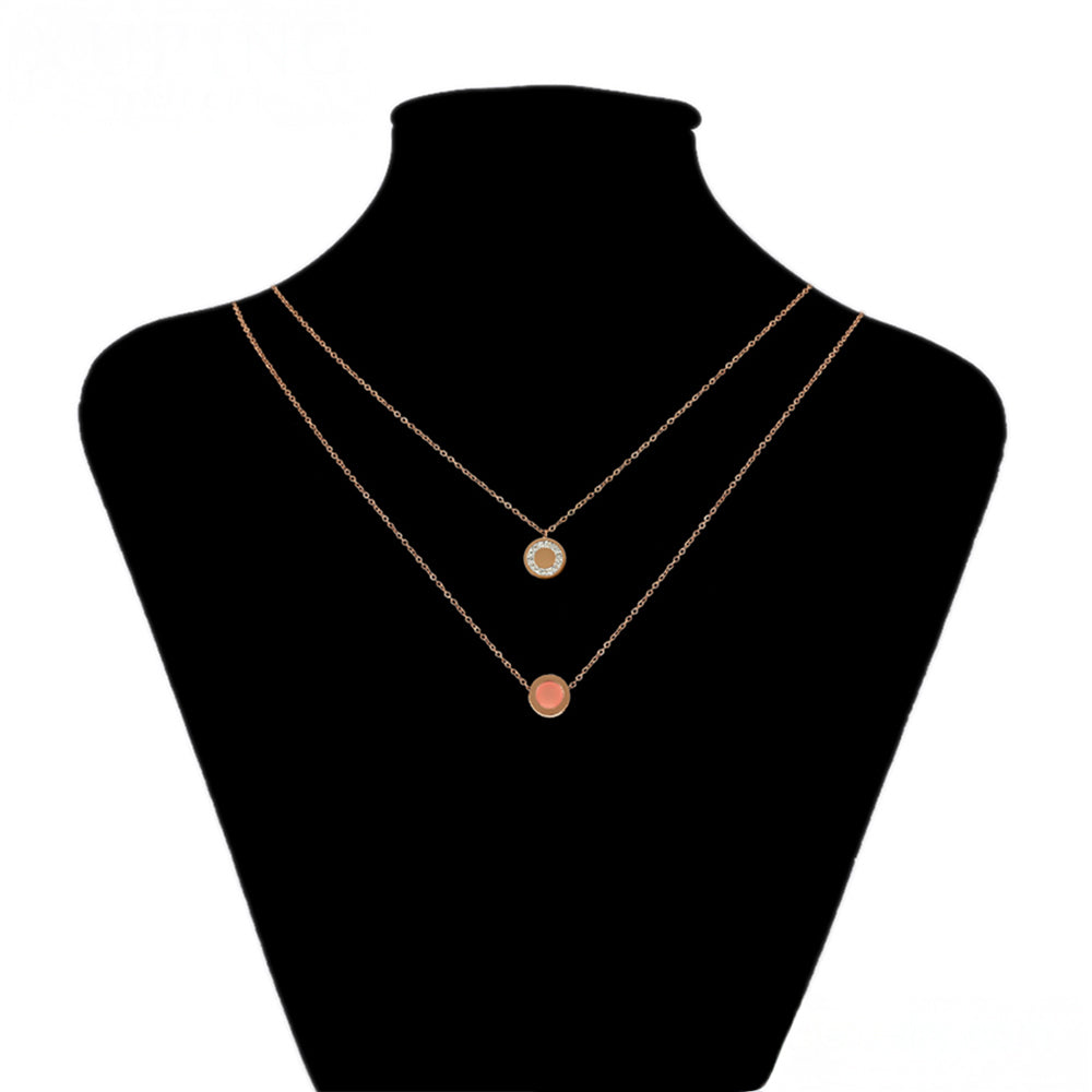 Pozlacená Slitinová Sada s Růžovým Emporia® Křišťálem a Bílým Emporia® Křišťálem ( Náhrdelník+Náramek ) 2 