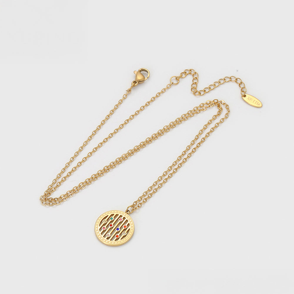 Pozlacená Slitinová Sada s Červeným Emporia® Křišťálem a Modrým Emporia® Křišťálem ( Náhrdelník+Náušnice+Náramek+Přívěsek )