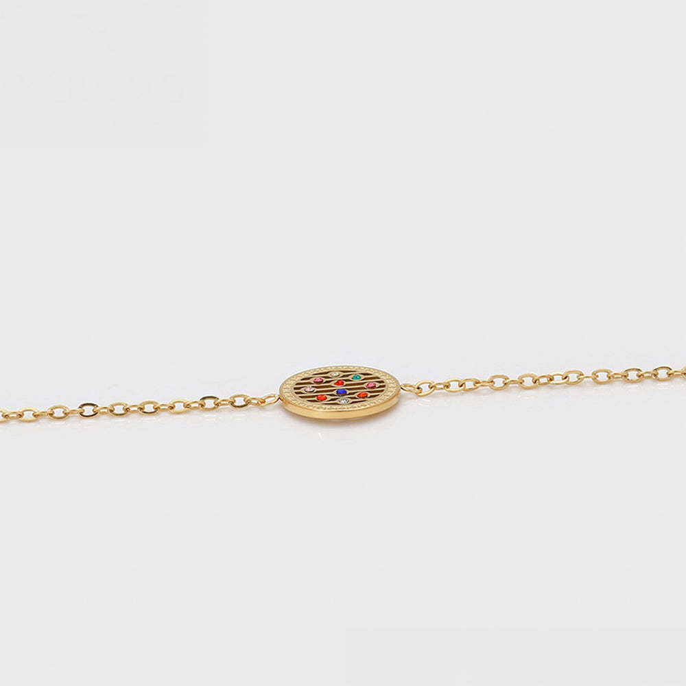 Pozlacená Slitinová Sada s Červeným Emporia® Křišťálem a Modrým Emporia® Křišťálem ( Náhrdelník+Náušnice+Náramek+Přívěsek )