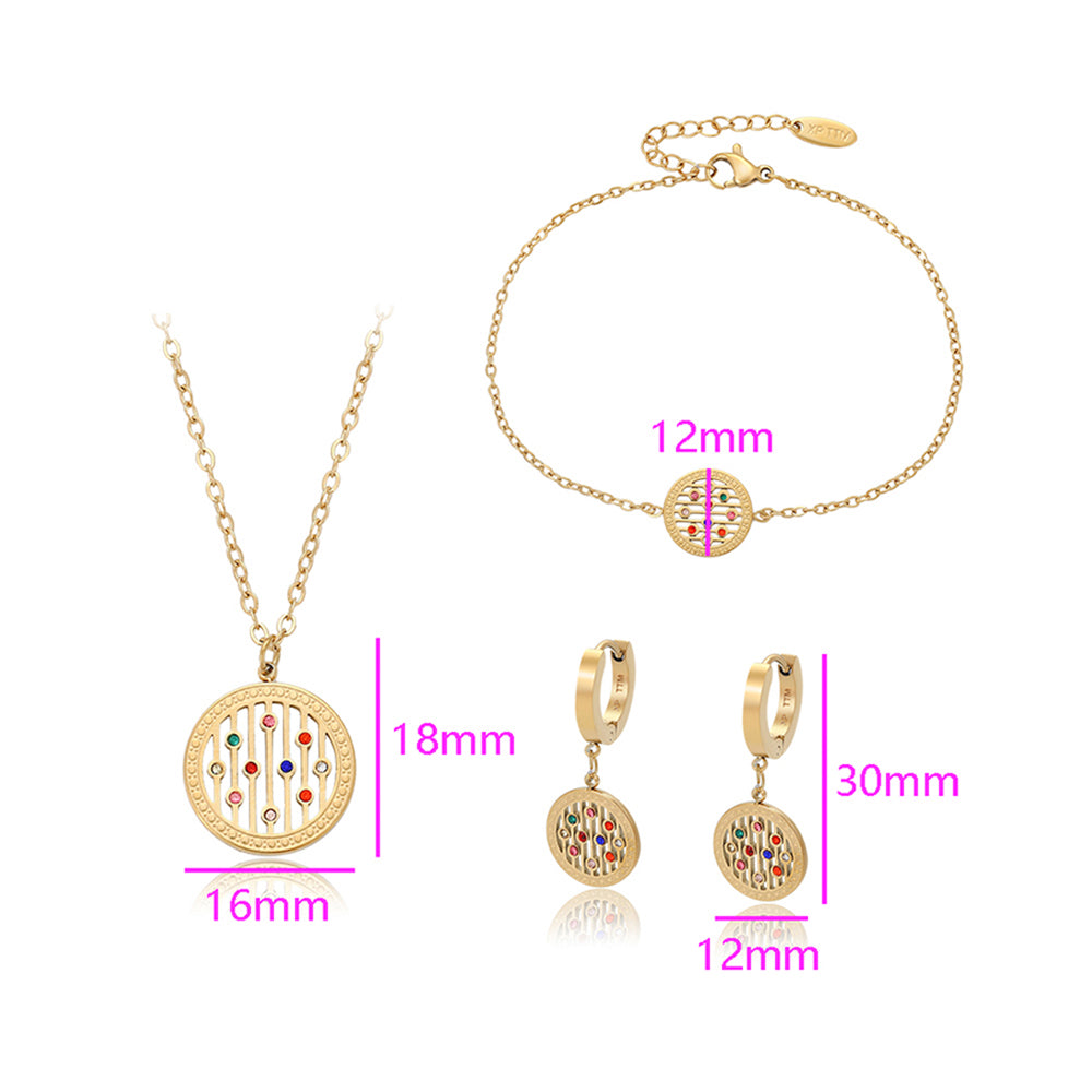 Pozlacená Slitinová Sada s Červeným Emporia® Křišťálem a Modrým Emporia® Křišťálem ( Náhrdelník+Náušnice+Náramek+Přívěsek )