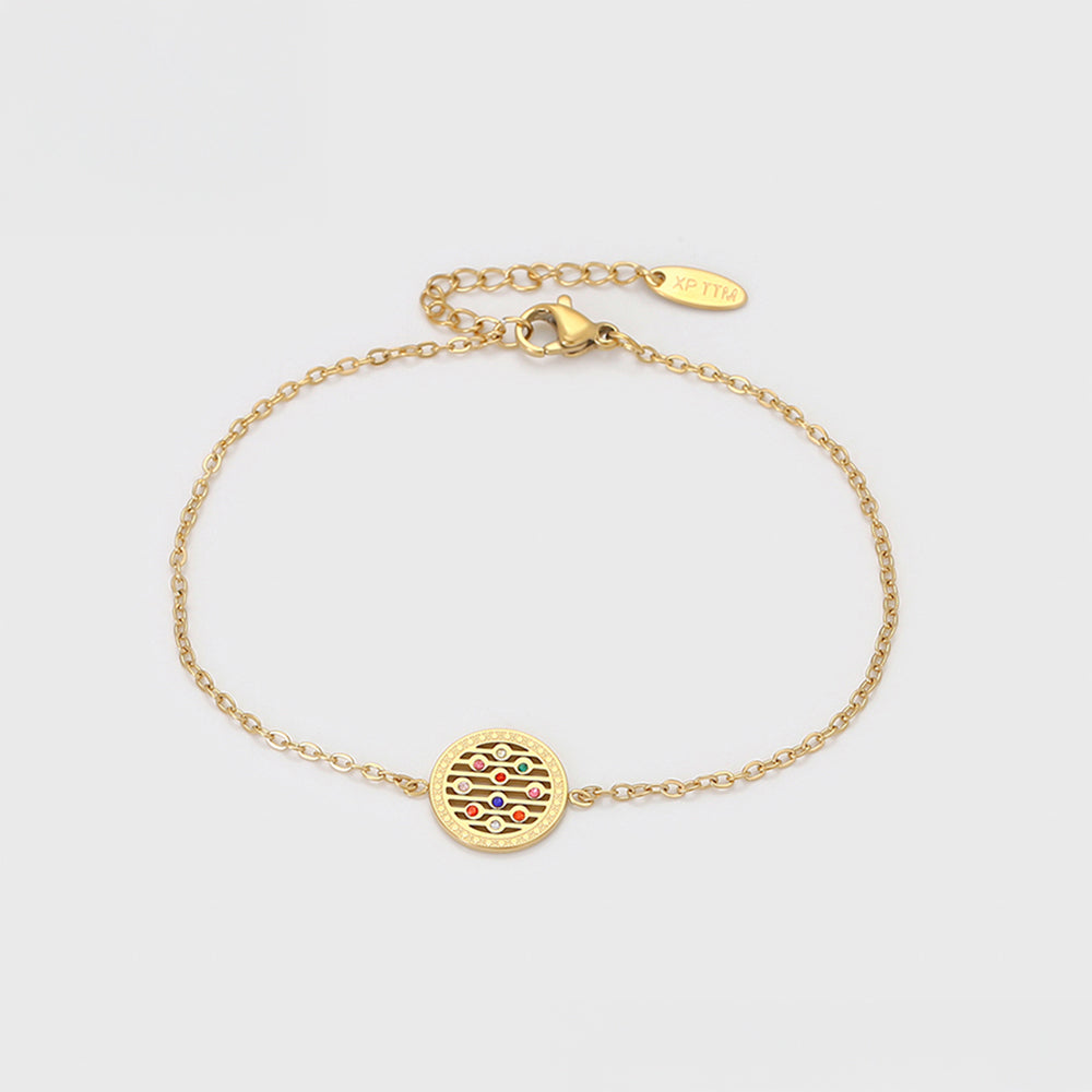 Pozlacená Slitinová Sada s Červeným Emporia® Křišťálem a Modrým Emporia® Křišťálem ( Náhrdelník+Náušnice+Náramek+Přívěsek )