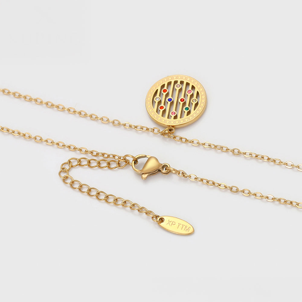 Pozlacená Slitinová Sada s Červeným Emporia® Křišťálem a Modrým Emporia® Křišťálem ( Náhrdelník+Náušnice+Náramek+Přívěsek ) 11 