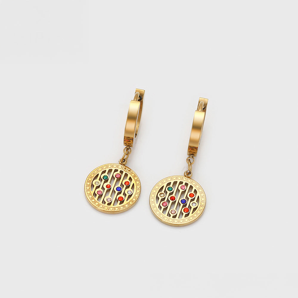 Pozlacená Slitinová Sada s Červeným Emporia® Křišťálem a Modrým Emporia® Křišťálem ( Náhrdelník+Náušnice+Náramek+Přívěsek ) 13 