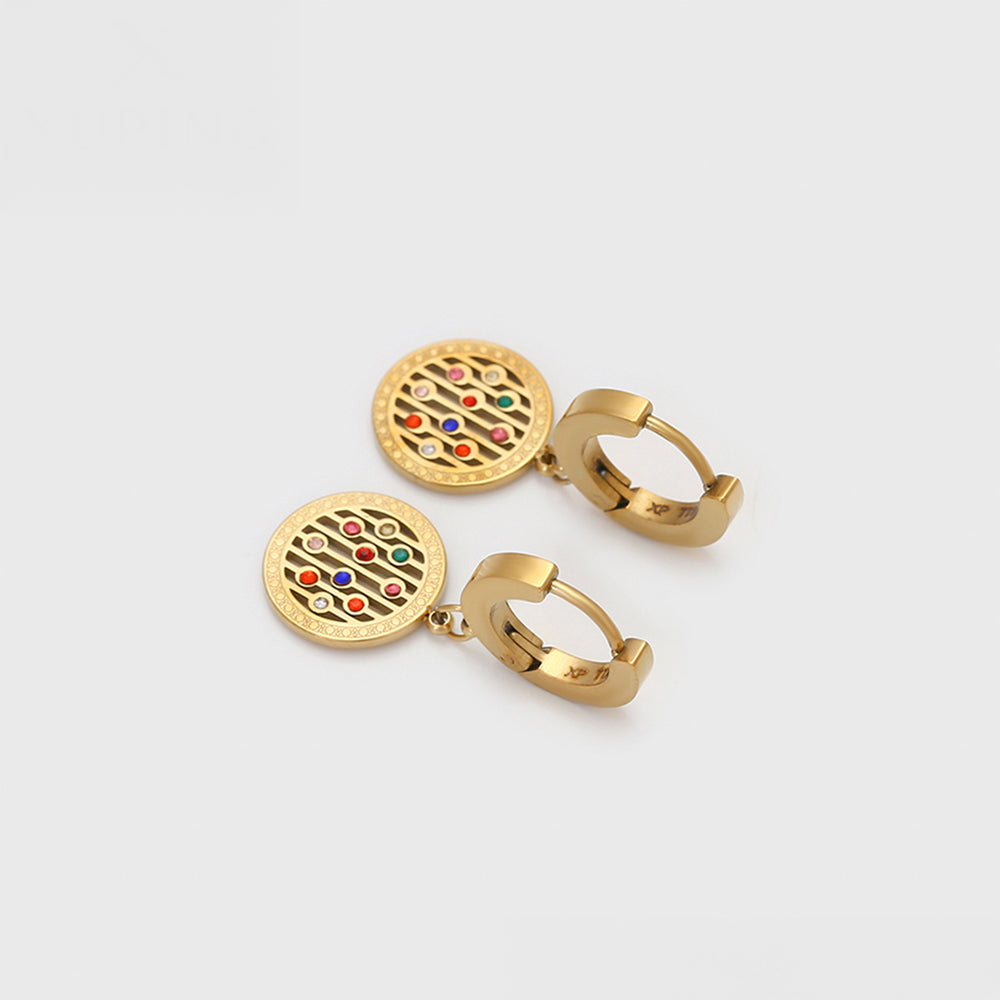 Pozlacená Slitinová Sada s Červeným Emporia® Křišťálem a Modrým Emporia® Křišťálem ( Náhrdelník+Náušnice+Náramek+Přívěsek )