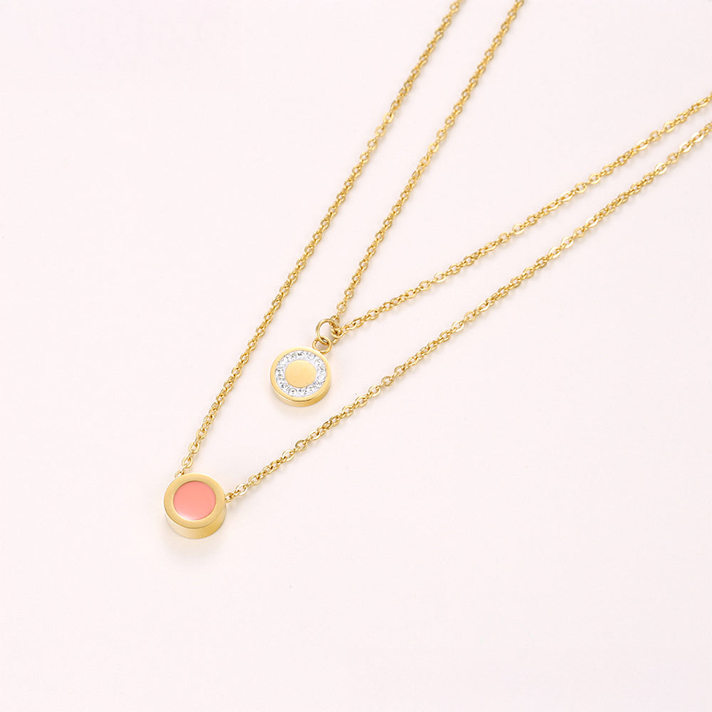 Pozlacená Slitinová Sada s Růžovým Emporia® Křišťálem a Bílým Emporia® Křišťálem ( Náhrdelník+Náramek ) 4 