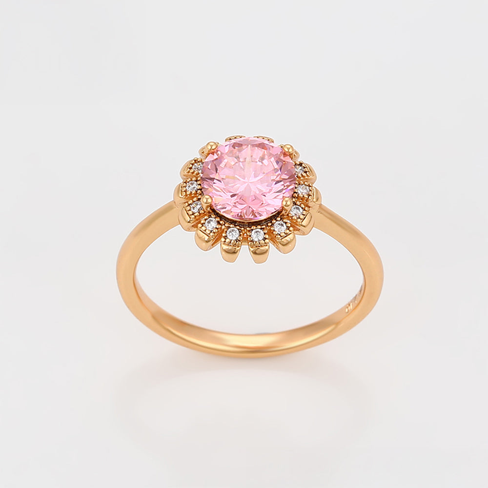 Pozlacená Slitinová Sada s Růžovým Emporia® Křišťálem a Bílým Emporia® Křišťálem ( Náušnice+Prsten+Přívěsek )