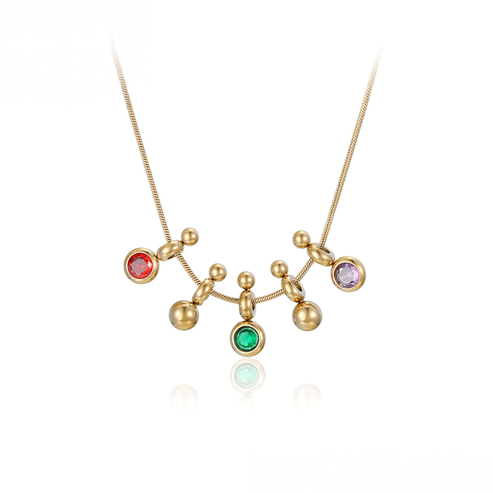 Pozlacený Slitinový Náhrdelník se Zeleným Emporia® Křišťálem a Červeným Emporia® Křišťálem