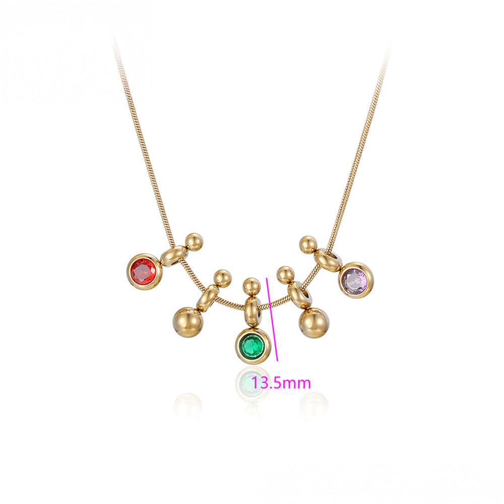 Pozlacený Slitinový Náhrdelník se Zeleným Emporia® Křišťálem a Červeným Emporia® Křišťálem 3 