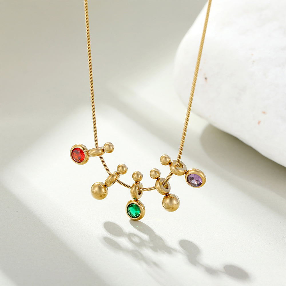 Pozlacený Slitinový Náhrdelník se Zeleným Emporia® Křišťálem a Červeným Emporia® Křišťálem 1 