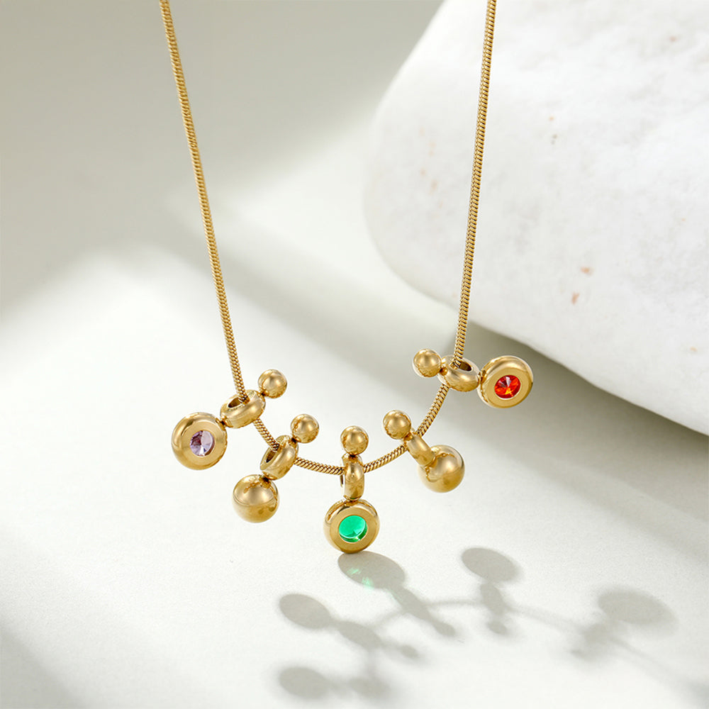 Pozlacený Slitinový Náhrdelník se Zeleným Emporia® Křišťálem a Červeným Emporia® Křišťálem 4 