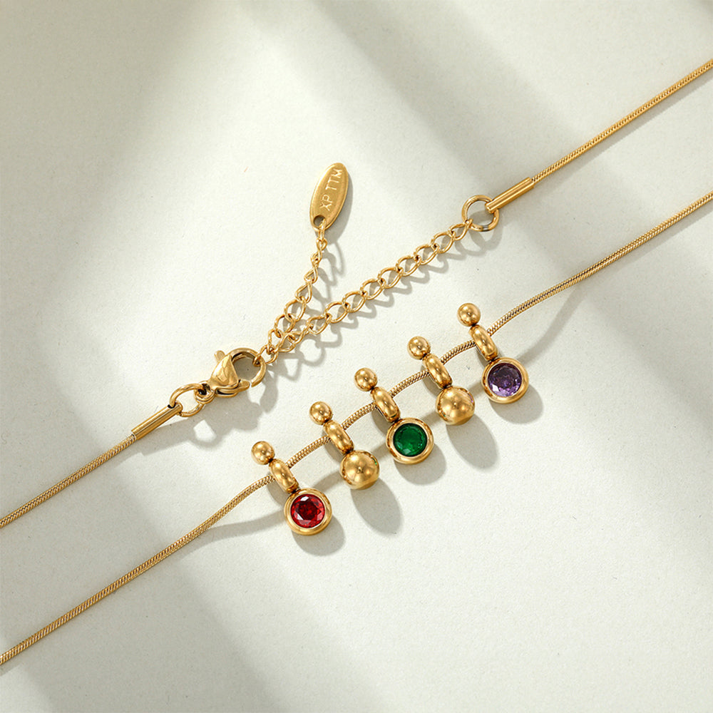 Pozlacený Slitinový Náhrdelník se Zeleným Emporia® Křišťálem a Červeným Emporia® Křišťálem 5 