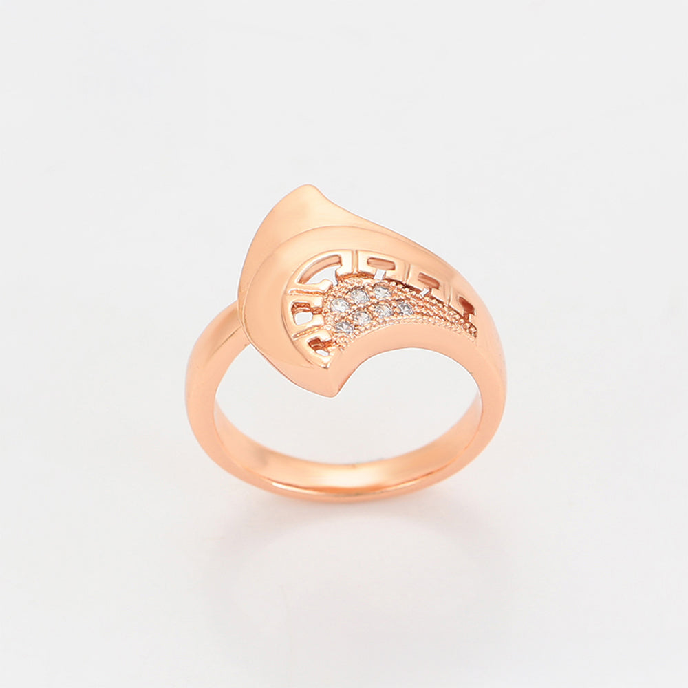 Pozlacená Slitinová Sada s Bílým Emporia® Křišťálem ( Náušnice+Prsten ) 7 