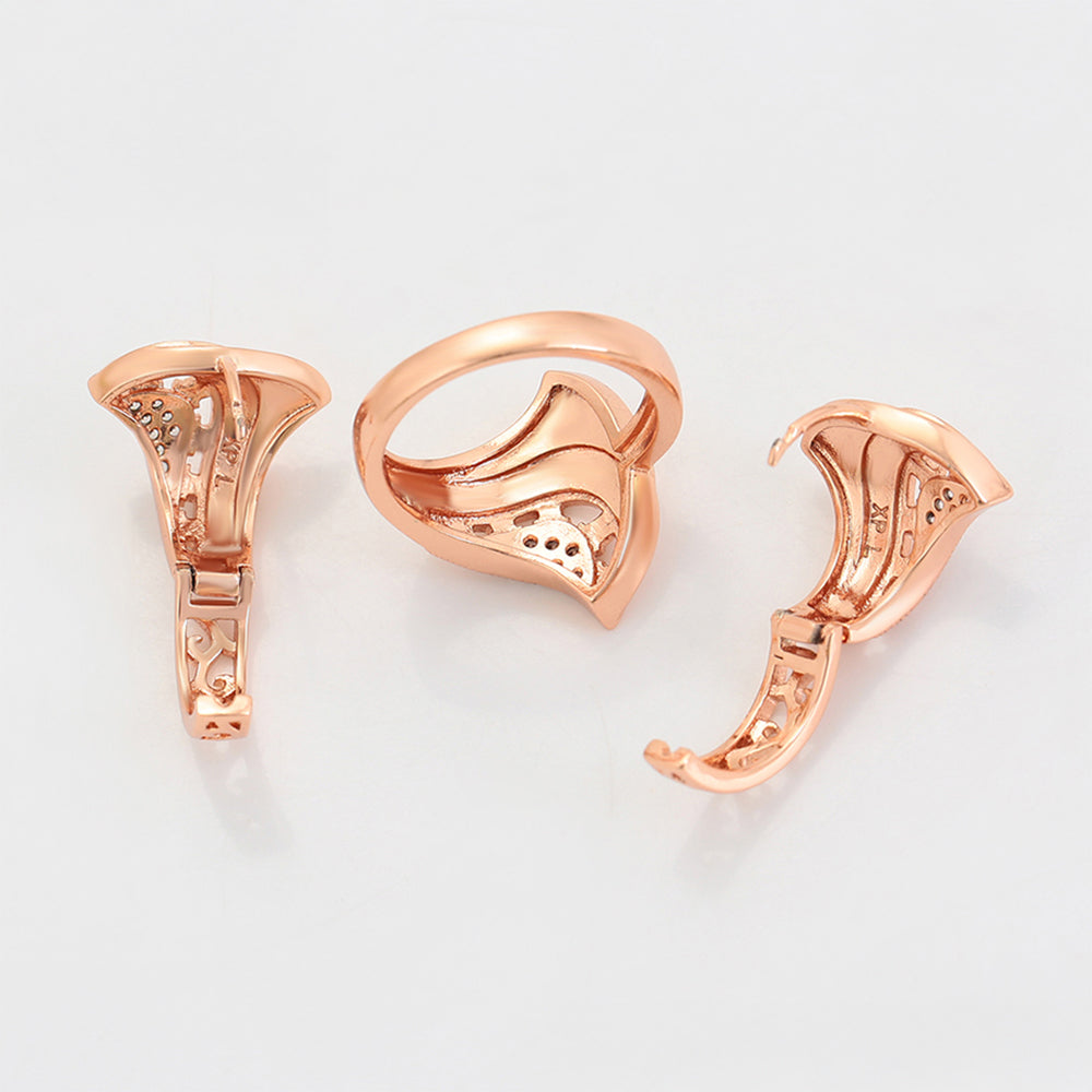 Pozlacená Slitinová Sada s Bílým Emporia® Křišťálem ( Náušnice+Prsten ) 10 