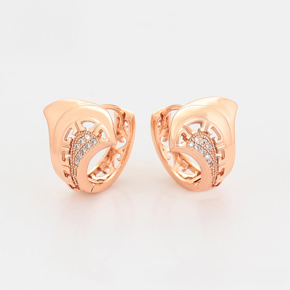 Pozlacená Slitinová Sada s Bílým Emporia® Křišťálem ( Náušnice+Prsten )