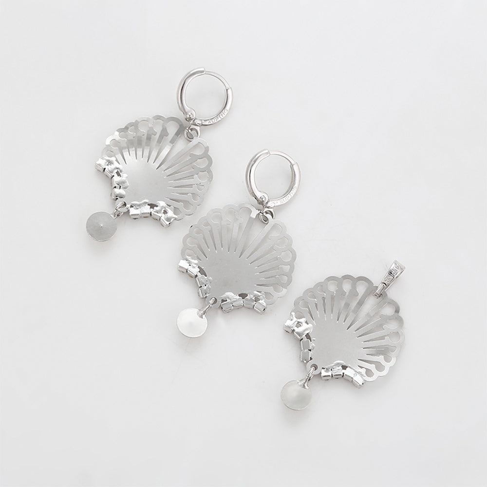 Pozlacená Slitinová Sada s Bílým Emporia® Křišťálem ( Náušnice+Přívěsek )