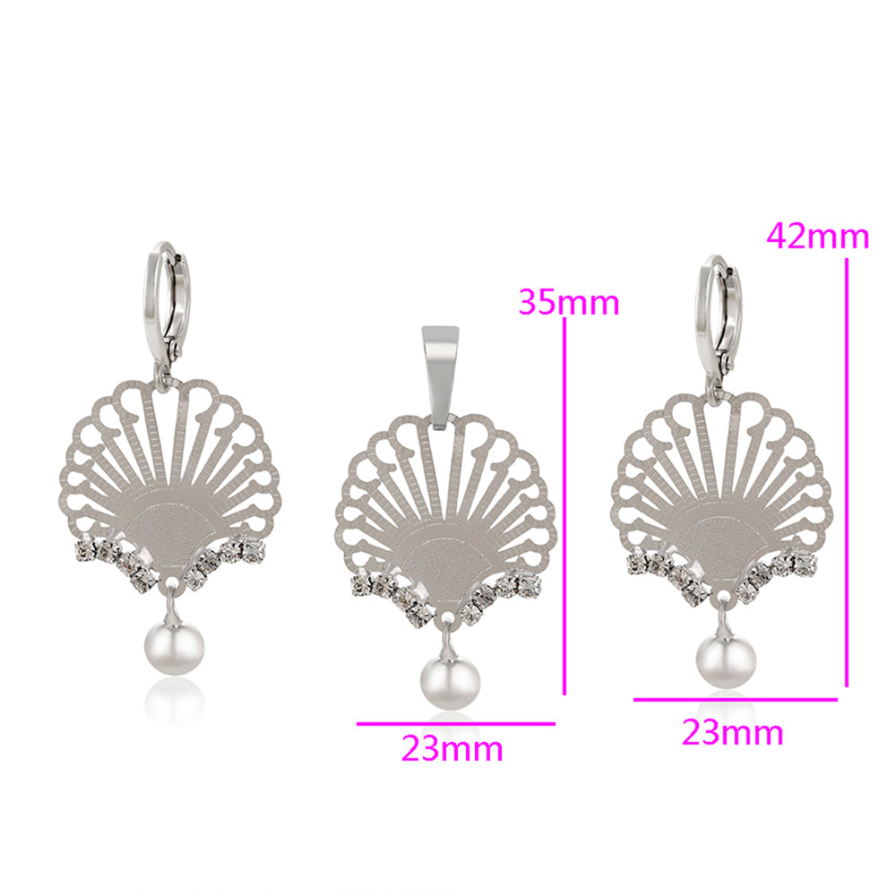 Pozlacená Slitinová Sada s Bílým Emporia® Křišťálem ( Náušnice+Přívěsek )