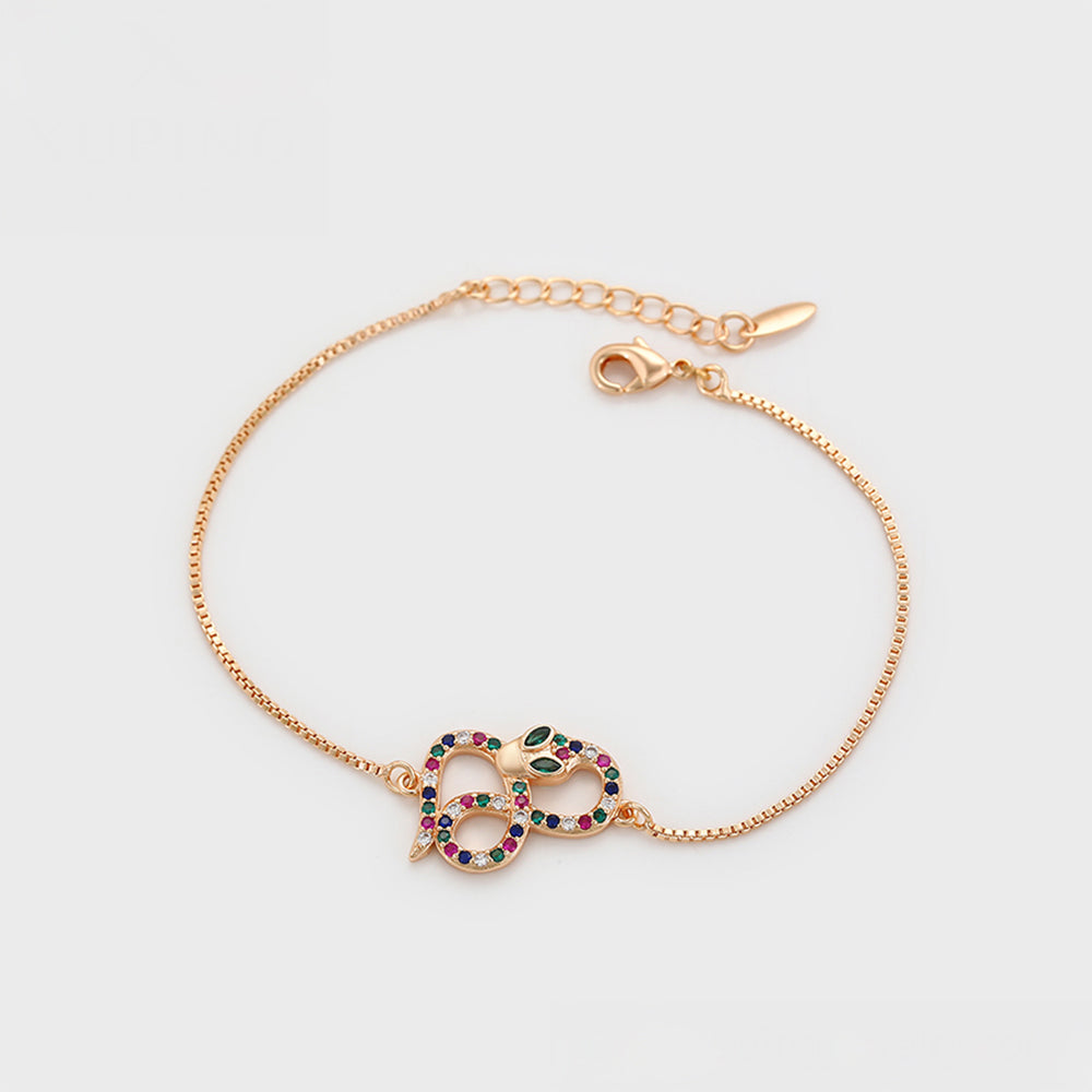 Pozlacený Slitinový Náramek s Červeným Emporia® Křišťálem a se Zeleným Emporia® Křišťálem 3 