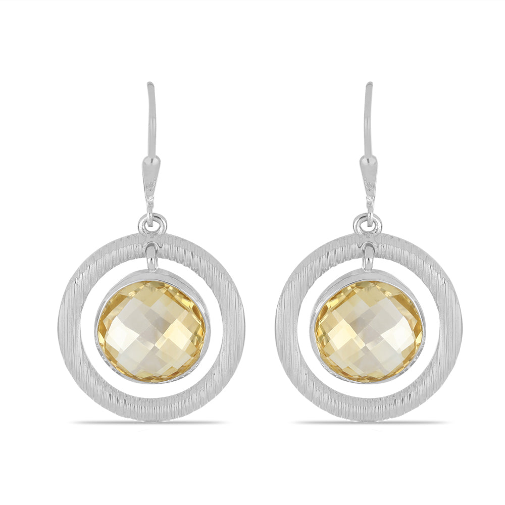 Stříbrné Náušnice s Uralským Citrínem