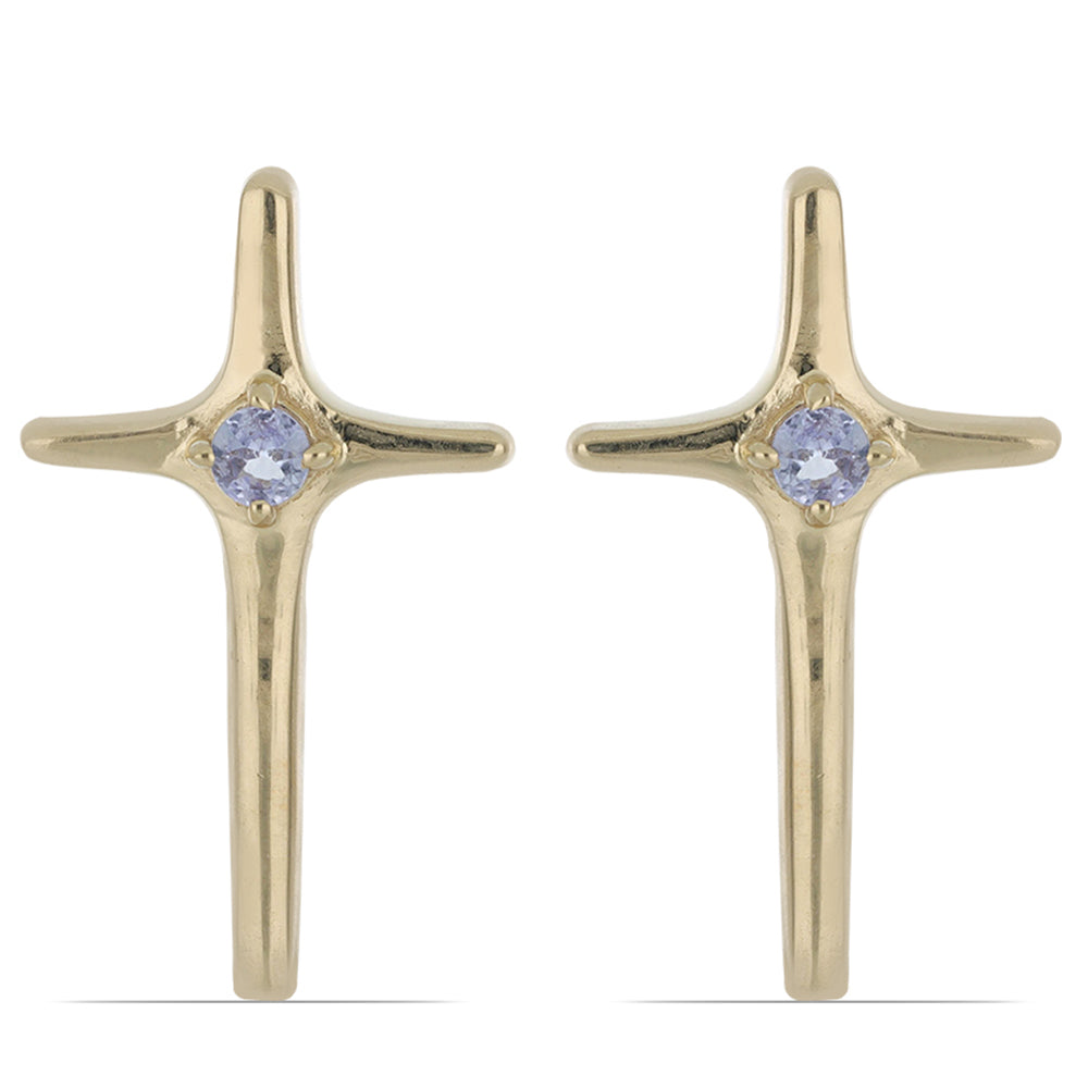 Pozlacené Stříbrné Náušnice s Tanzanitem