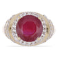 Pozlacený Stříbrný Prsten s Madagaskarským Rubínem a Bílým Topazem