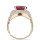 Pozlacený Stříbrný Prsten s Madagaskarským Rubínem a Bílým Topazem