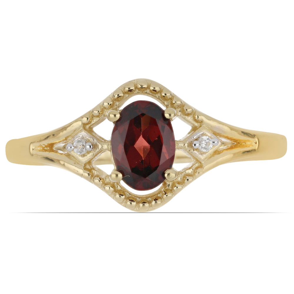 Pozlacené Stříbro 925/1000 - Prsten s Bartonským Granátem a Bílým Topazem - Karátové číslo: 0.93. přibližná hmotnost: 2.26 gramů 1 