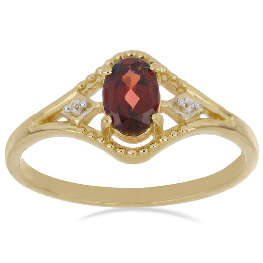 Pozlacené Stříbro 925/1000 - Prsten s Bartonským Granátem a Bílým Topazem - Karátové číslo: 0.93. přibližná hmotnost: 2.26 gramů