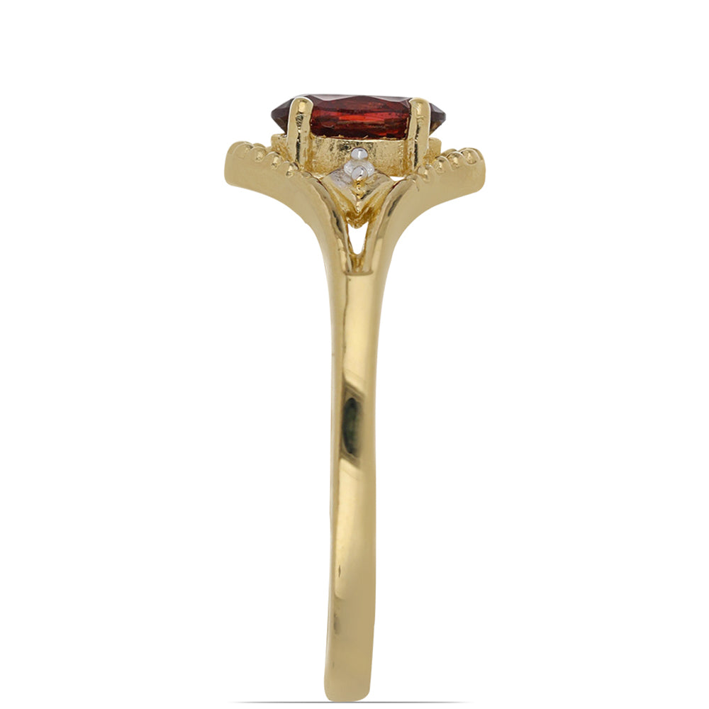 Pozlacené Stříbro 925/1000 - Prsten s Bartonským Granátem a Bílým Topazem - Karátové číslo: 0.93. přibližná hmotnost: 2.26 gramů 4 