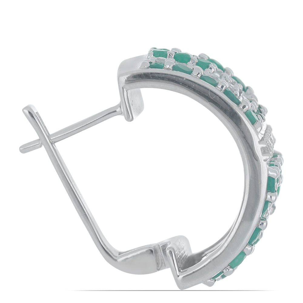 Stříbro 925/1000 - Náušnice s Brazilským Smaragdem - Karátové číslo: 5.18. přibližná hmotnost: 16.53 gramů 2 