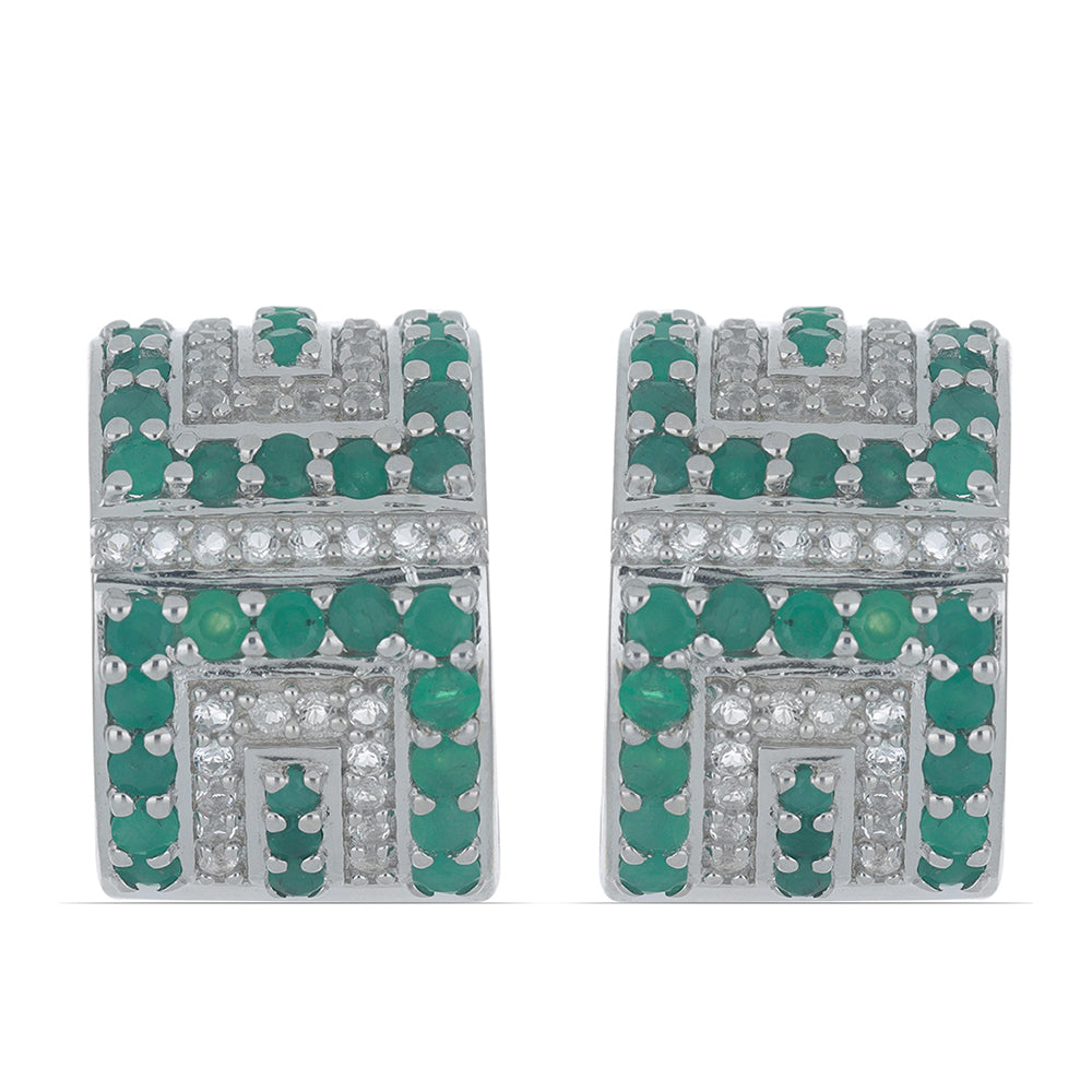 Stříbro 925/1000 - Náušnice s Brazilským Smaragdem - Karátové číslo: 5.18. přibližná hmotnost: 16.53 gramů 1 