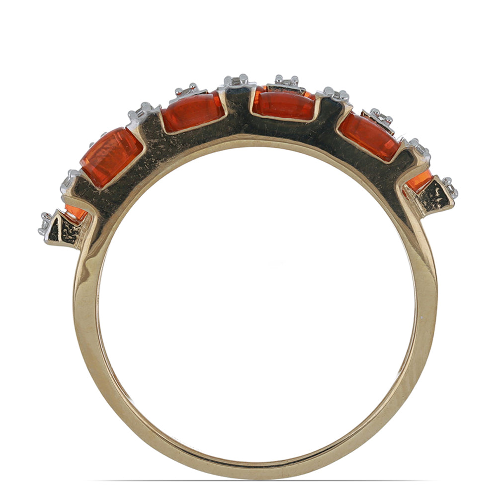 Pozlacené Stříbro 925/1000 - Prsten s Oranžovým Opálem z Lega Dembi a Bílým Topazem - Karátové číslo: 1.23. přibližná hmotnost: 4.74 gramů 3 